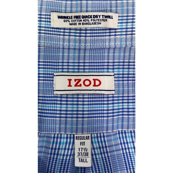 Izod Button Down Plaid Shirt Size Tall 17.5 - Picture 4 of 5
